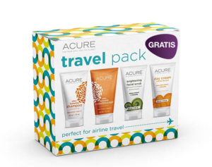 pack de viaje de la marca acure gratis