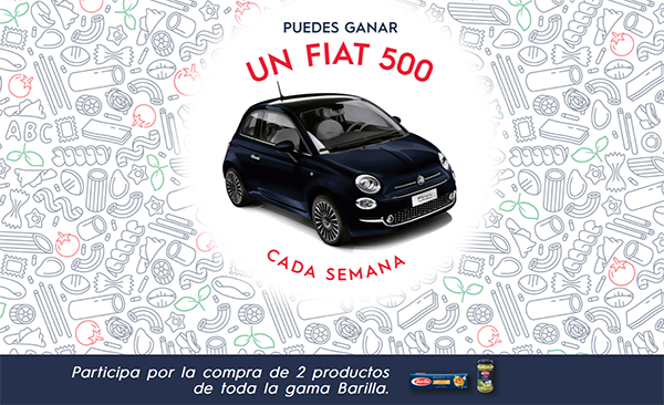 Sorteo de 5 coches fiat 500 con la promoción de Barilla