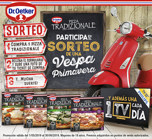 Promoción de Dr. Oetker sorteo vespa y tv philips de 32" 