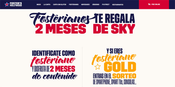 promoción de foster hollywood para ganar dos meses de Sky y premios para fosterianos gold