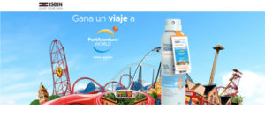 promoción de ISDIN Pediatrics con Sorteo para 4 personas a Port Aventura