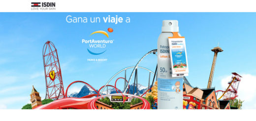 promoción de ISDIN Pediatrics con Sorteo para 4 personas a Port Aventura