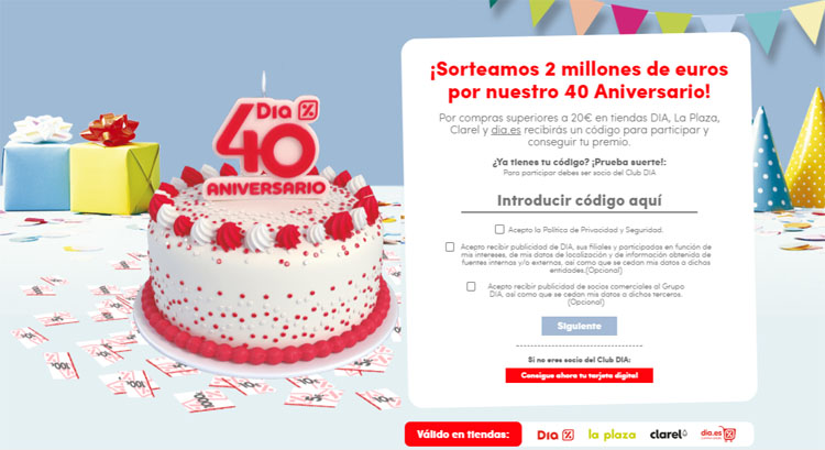 Codigos 40 Aniversario DIA