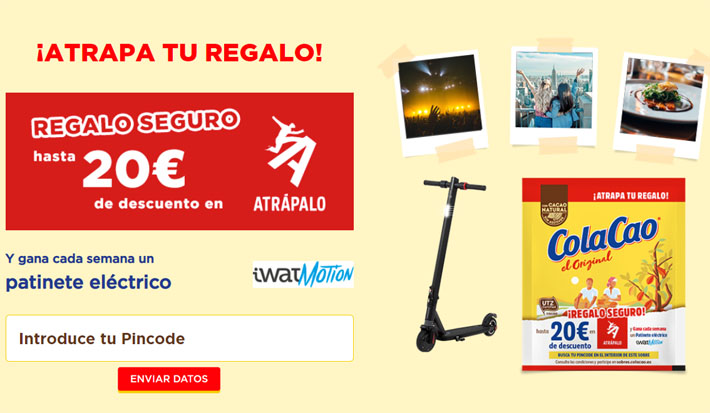 sobres colacao sorteo patinete y codigos atrapalo