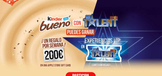 Sorteo Experiencia VIP Kinder Bueno en Got Talent o 200€ para Apple Store 1 sorteo kinder bueno got talent y tarjetas apple