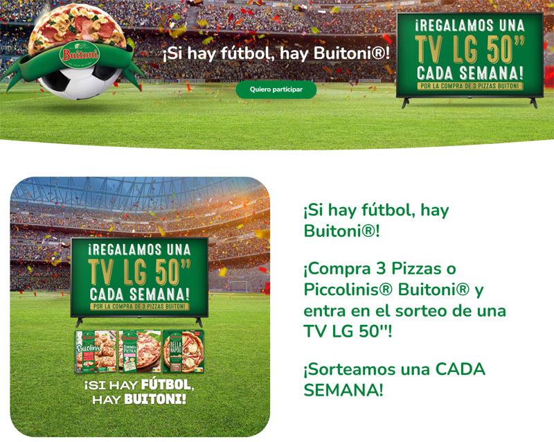 sorteo pizzas buitoni regalo tv lg