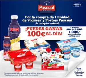 promoción yogurt pascual 62 premios de100 euros