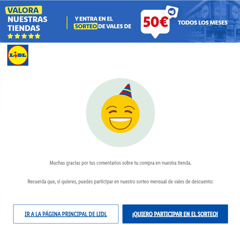 sorteo encuesta lidl satisfaccion tiendas